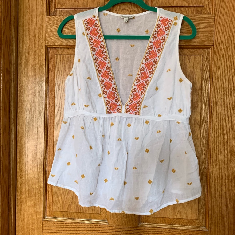 Lucky Brand White Sleeveless Top Size L